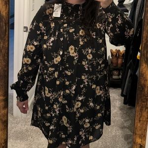 Loveriche black floral babydoll dress